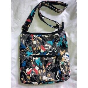 Vera Bradley Splash Floral Triple Zip Purse Crossbody Bag 10”x11”